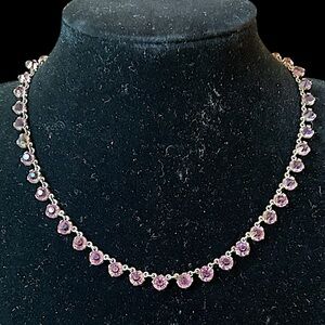 Antique Signed Czechoslovakia Purple Bohemian Art Glass Necklace Art Deco